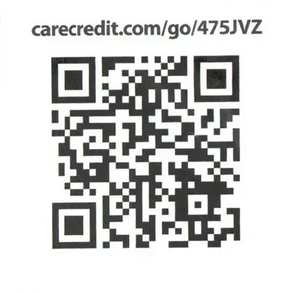 A QR code to sign up for Care Credit